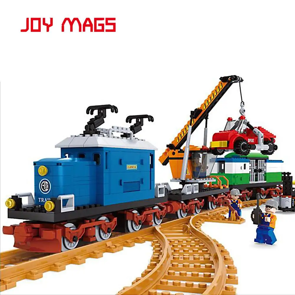 

JOY MAGS 25709 Building Blocks Minifigures Building Bricks Train Series with Crane New Year Gift