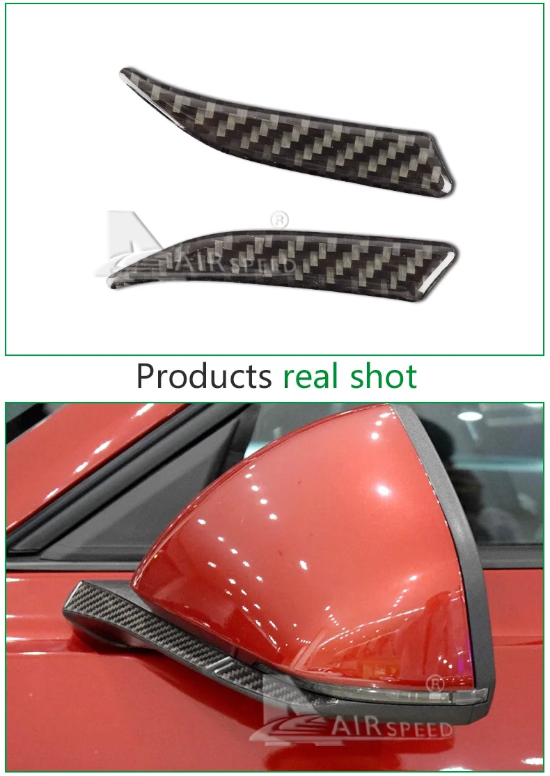  Carbon Fiber Rearview Mirror Stickers Decorations For Ford Mustang  (4)
