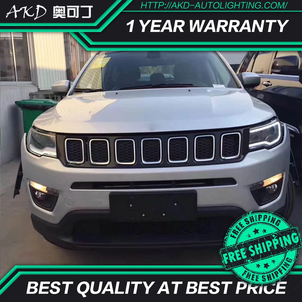 AKD тюнинг Автомобильные фары для Jeep Compass светодиодные фары DRL ходовые огни Биксеноновые Противотуманные фары ангельские глазки авто уровень