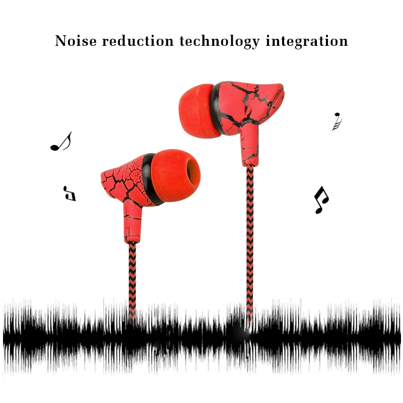 Оригинальные наушники-вкладыши, трещины, плетеные, проводные, с микрофоном, 5 цветов, гарнитура, Hi-Fi наушники, басы, наушники, высокое качество, наушники для телефонов