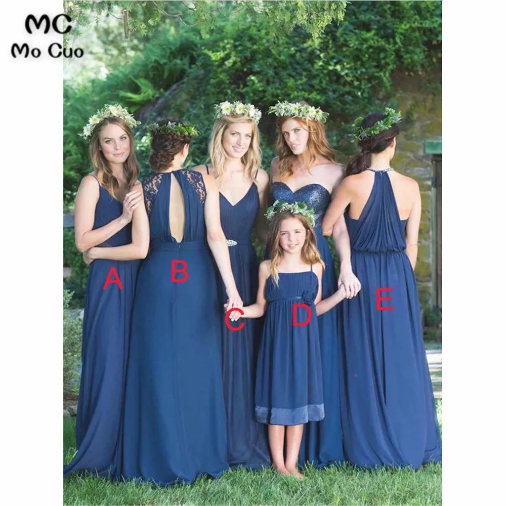 

Wholesale Price Wedding Party Dress Bridesmaid Dresses with ABCDE Chiffon Straps Royer Blue Bridesmaid Dress for Women