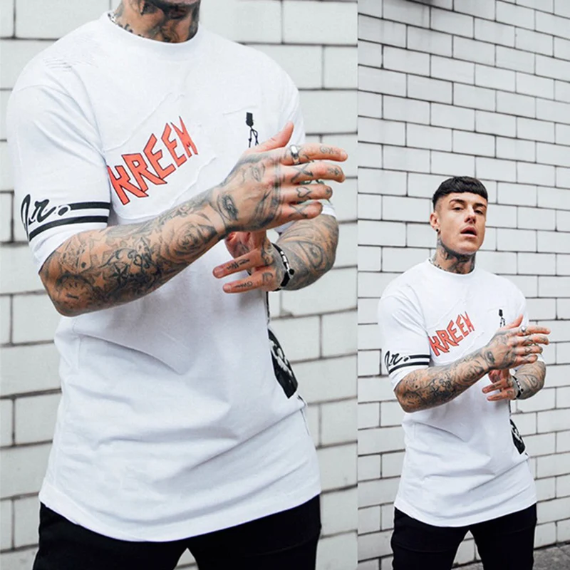 

2019 summer men's T-shirt quick-dry large-size printed hip-hop popular logo short-sleeved men's sport undershirt