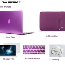 5in1 ноутбук жесткий чехол+ рукава сумка+ крышка клавиатура+ Экран flim+ пыли разъем для Macbook Pro retina Air touch bar 11 12 13 15 дюймов