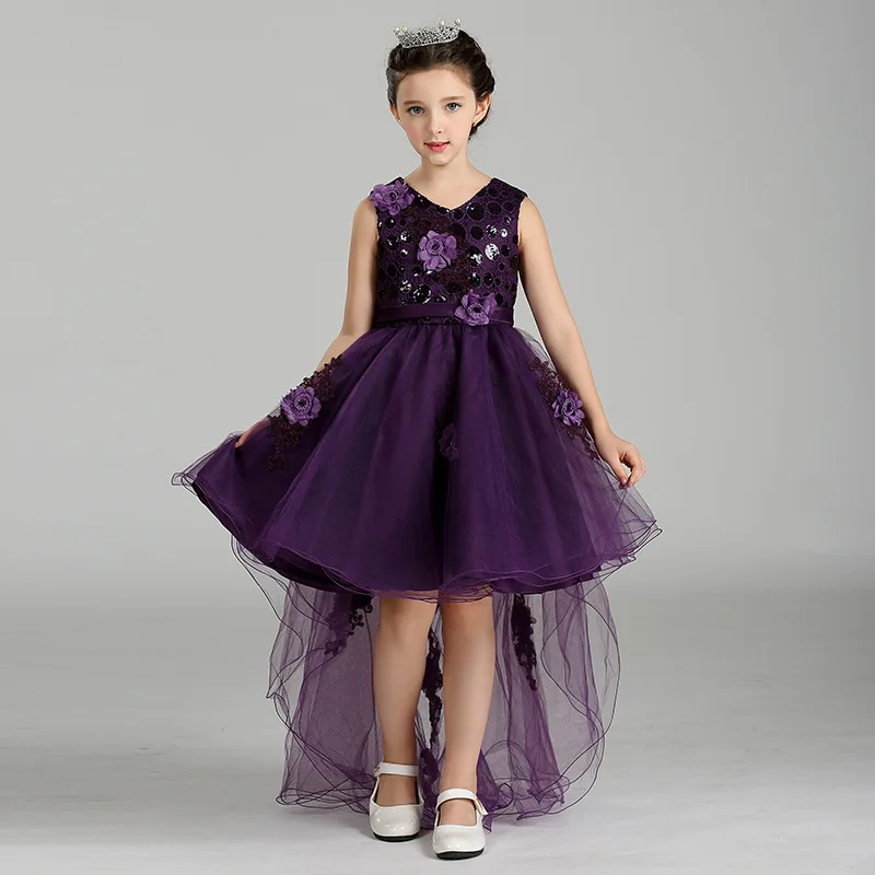 

Fashion Baby Girl Flower Dresses Size 2-12 Years White Kids Tail Dress for Party Teen Princess Costume Kids Mesh Clothing 6C116A