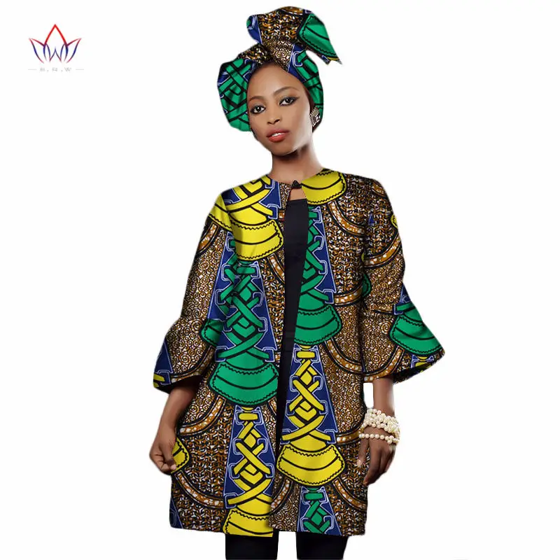 

2018 fall fashion women African Clothing Dashiki Three Quarter Sleeve trench coat for women Plus Size africa clothes XL WY2322