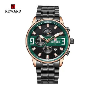 

REWARD 2019 Top Fashion Luxury Brand Waterproof Luminous Stainless Steel Japan Automatic Quartz Men Watches Calendar Clock