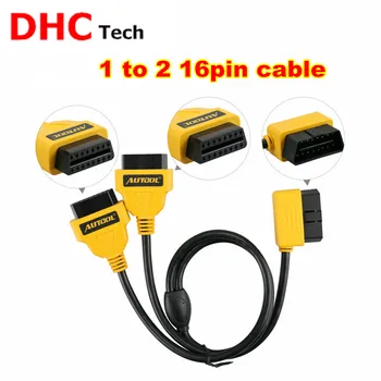 

High quality AUTOOL OBDII Cable 1 to 2 16pin Converter Splitter Extension Cable Universal 1 to 2 16pin OBD2 Connector cable
