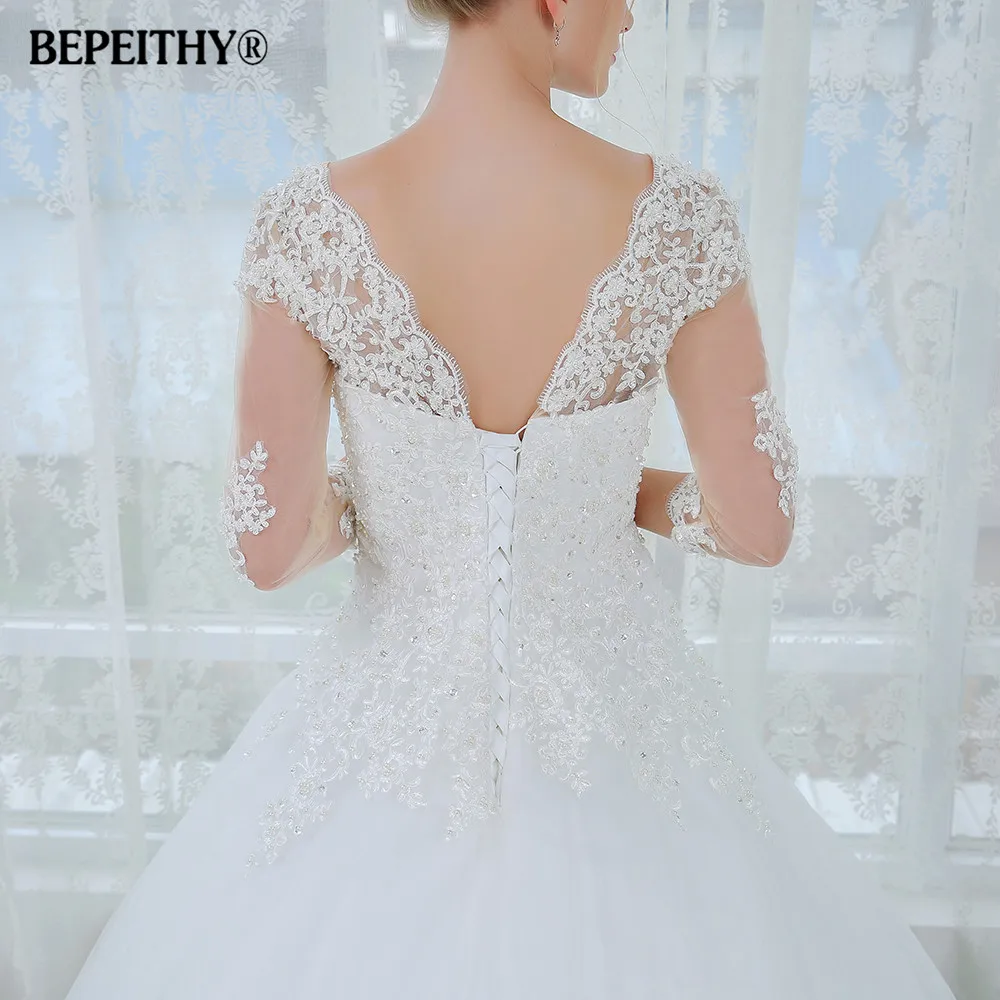 Новое прозрачное зимнее свадебное платье с рукавами три четверти Casamento Robe De Mariage, сексуальные свадебные платья, дешевое свадебное платье es