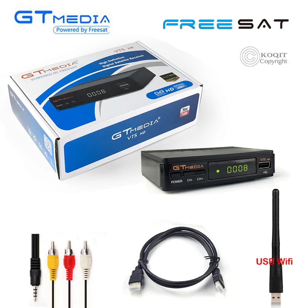 

GTmedia V7S Freesat V7 DVB-S2 HD Receptor Satellite Receiver TV Tuner Decoder USB WiFi Cline Biss VU EPG USB Capture Records