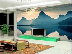 Пользовательские 3d фото обои для гостиной Фреска озеро рассвет Фэнтези пейзаж живопись ТВ Фон нетканые обои для стены 3d