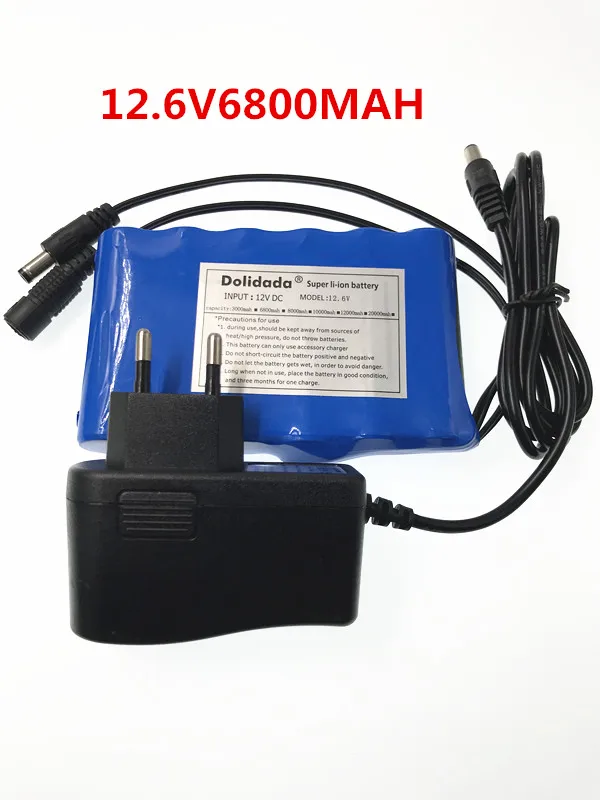 

Portable Super Rechargeable Lithium Ion battery pack capacity DC 12 V 6800 Mah CCTV Cam Monitor+12V1A Charger
