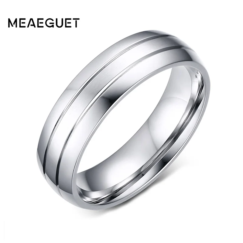 

Meaeguet 6mm Wide Classic 2-Row Stainless Steel Rings Simple Design Men Wedding Rings USA Size 6-13