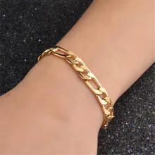 Личность Дизайн Новые популярные властная моды мужской браслет 8 мм 18 К три браслет-цепочка 22 см