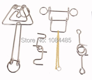 4PCS/Lot IQ Test Metal Brain Teaser Wire Puzzle