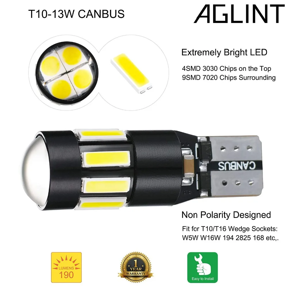 AGLINT 2 шт. светодиодный автомобильный светильник T10 W5W 168 194 светодиодный CANBUS без ошибок Авто парковочный светильник для Volkswagen Passat b5 b6 белый 12-24 В