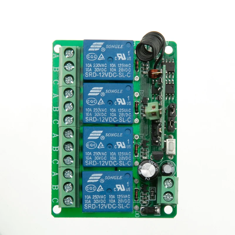 

DC 12V 24V 4 CH Channels 4CH RF Wireless Remote Control Switch System Receiver,Compatible 315 / 433.92 MHz