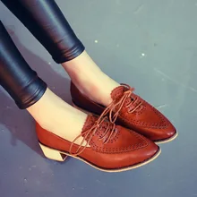 Size 34-39 # 2 Colours Women Point Toe Casual Retro Shoes Elegant Fashion College Girl Shoes Short Heel Student Shoes ML2493