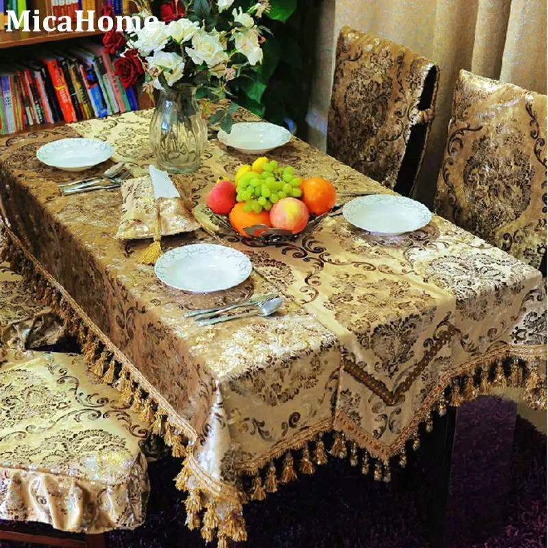 Icepatterned gold velvet fashion dining table cloth table cloth cushion chair cover table runner