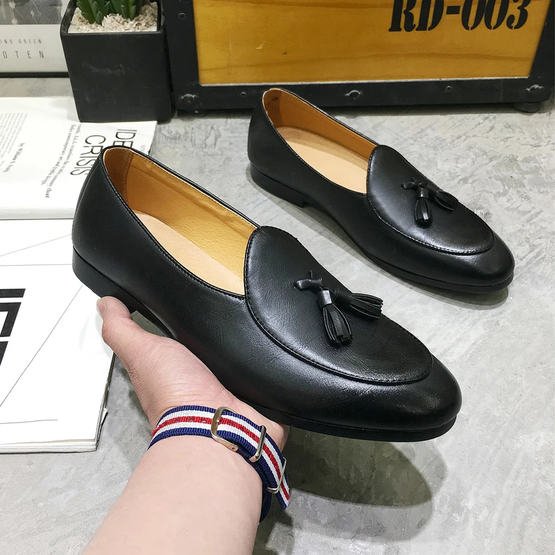 Zapatos informales para hombre mocasines cómodos de cuero de vaca, calzado plano, mocasín informal de piel, zapatillas sin cordones, para conducir