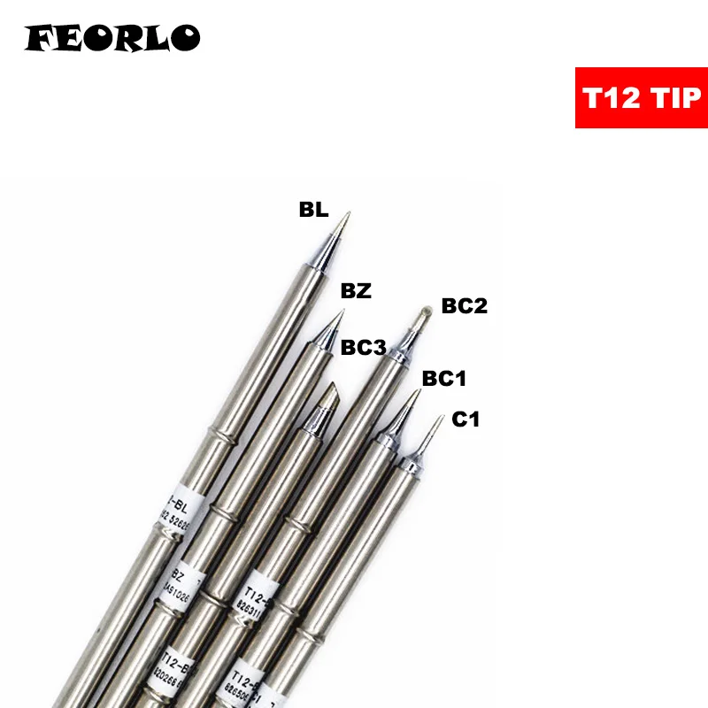 6 шт./лот FEORLO паяльник наконечники Электрический паяльник T12-C1 BC1 BC2 BC3 BZ BL для Hakko паяльная станция