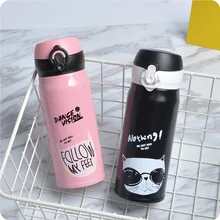 Time cat bouncing insulation mug Meng cat 304 stainless steel straight cup cute cartoon cup deduction