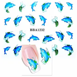 Bittb 2 шт мультфильм синий Дельфин Nail Art водная переводная наклейка наклейки для ногтей s DIY Наклейка для ногтей Французский аксессуары для