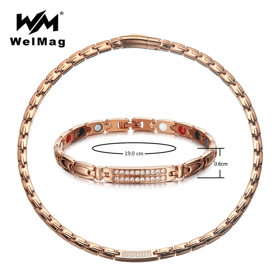 WelMag New Crystal Jewelry Sets for Women Rose Gold Stainless