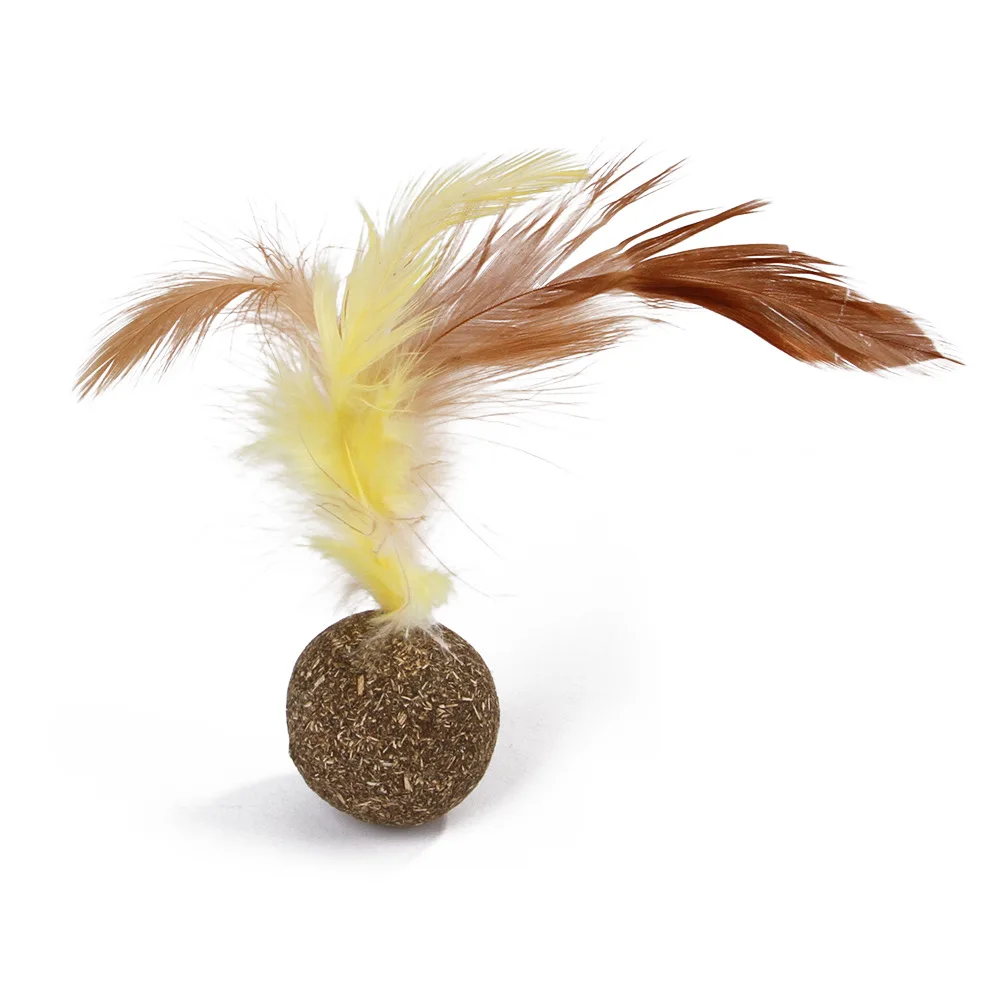 Cat Toy Catnip Ball Chicken Feather Shuttlecock Pet Cat Chewing Healthy Interactive Tease Toy Healthy and Non-toxic Toys Kittens (3)