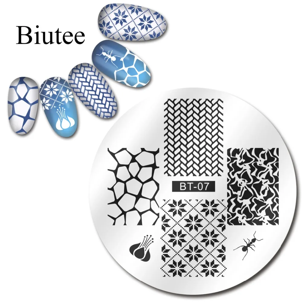 Biutee микс узорами, дизайн ногтей штамп шаблон изображения штамповки пластины Biutee BT07 инструмент для украшения ногтей для нейл-арта