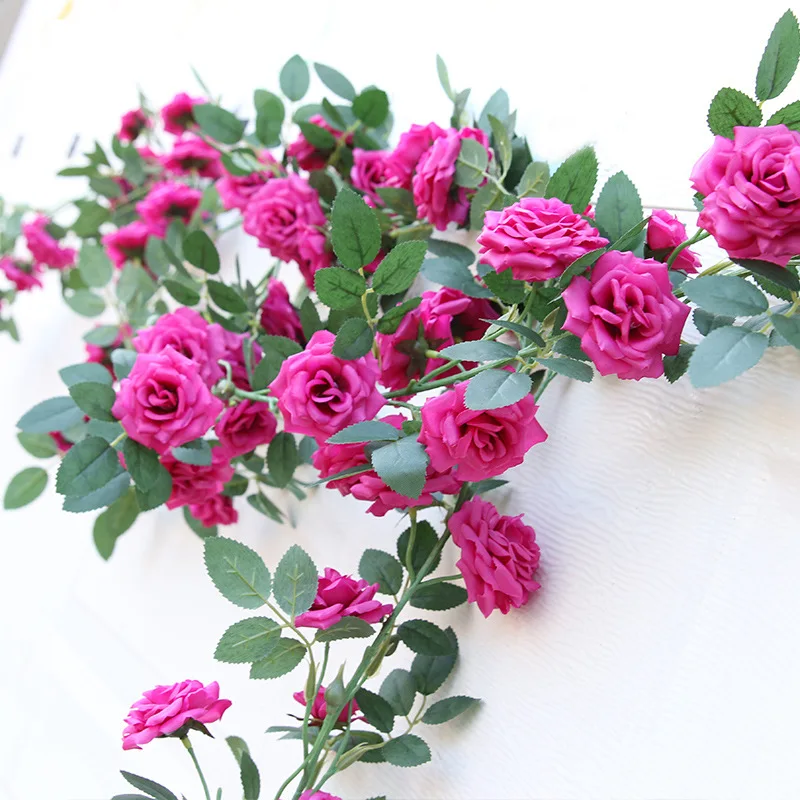 185cm Artificial silk rose flower rattan Fake Plastic vine wedding arch hotel wall DIY accessories decoration for home party 1pc 185cm Artificial silk rose flower rattan Fake Plastic vine wedding arch hotel wall DIY accessories decoration for home party 1pc