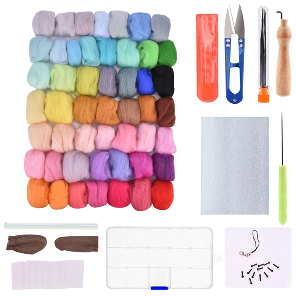 Wool Fiber Felting Needles Tool Set 50 Colour Needle Mat Starter DIY Kit Multifunctional Useful Tools | Дом и сад