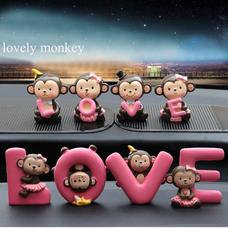 1 комплект автомобильные аксессуары милые обезьянки украшения для кукол Милая Детская кукла авто украшение хороший подарок мощный счастливый сладкий обезьяна