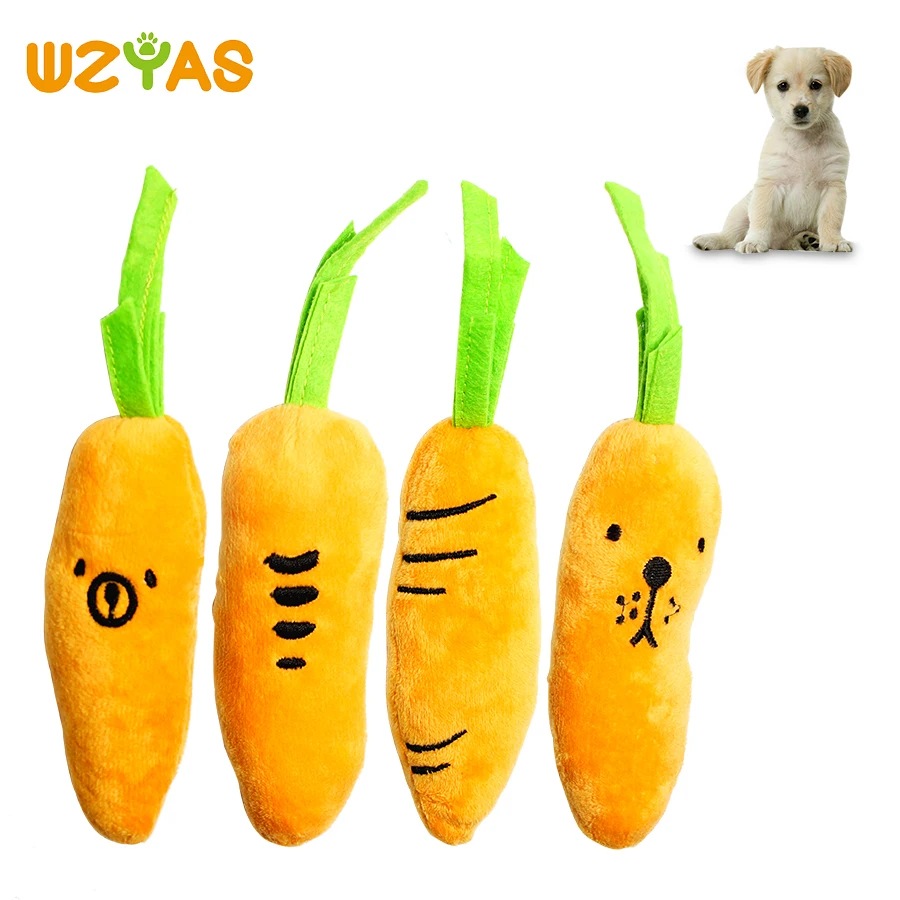 

11.5Cm Various Carrot Squeak Toys Stuffed Toy Funny Face Puppy Soft Plush Squeak Toys Pet Sounding Toy Big Dog Durable Chew Tool