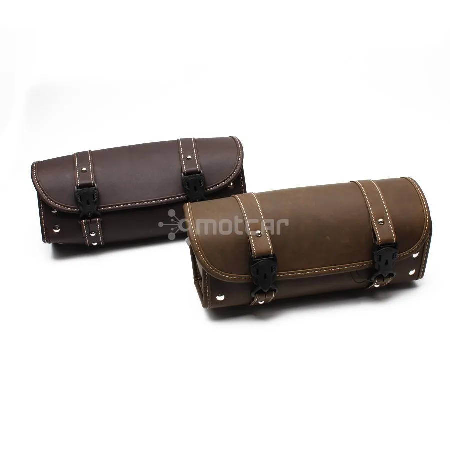 Leather Motorcycle Retro Tool Bag Handlebar Sissy Bar Saddlebag Roll bag