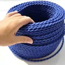 12 метров 2*0.75 Ткань темно-синие Плетеный Провода Винтаж edison шнура свет лампы сцепление витой Ткань Освещение Электрический кабель