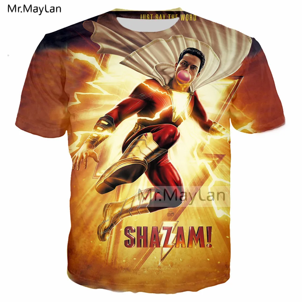 

Comedy Movie Shazam ! 3D Print 2019 New Design Tshirt Men/women Hip Hop Punk Crewneck T-shirt Boys Cool T Shirt Clothes Camisas