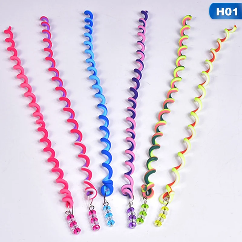 6pcs Rainbow Color Hair Braiding Tools For Girls Spiral Hair Bands For Styling Hair Hairstyle Elastic Headbands Hair Accessories