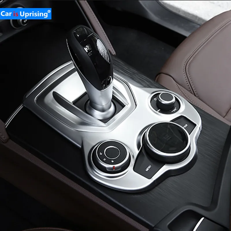

For Alfa Romeo Stelvio 2017 ABS Matte Chrome Interior Center Console Gear Shift Panel Cover Trim Car styling Accessory