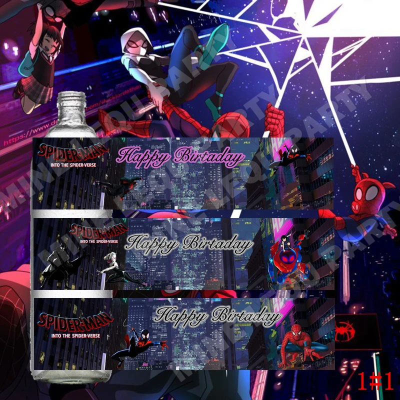 

6PCS/lot New Marvel Anime Movie Spider-Man Birthday party decoration Water bottle label stickers