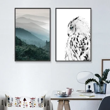 

Nordic Forest Poster Black And White Owl Wall Art Canvas Painting Art Posters And Prints Wall Pictures For Living Room Frameless