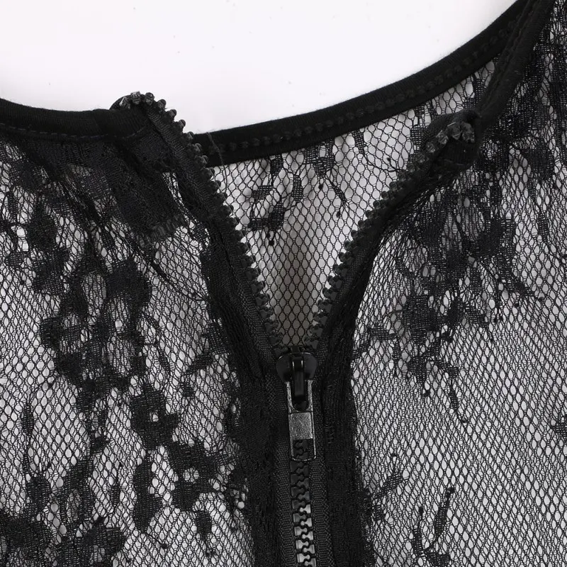 Женские блузы с коротким рукавом, v-образный вырез, сексуальная женская винтажная Кружевная блуза, открытая молния сзади, укороченный топ, клубная одежда