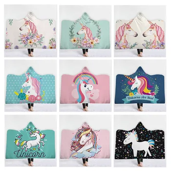

Unicorn Series Hooded Blanket Sherpa Fleece Ocean Wearable plush Throw Blanket on Bed Sofa Thick warm Blanket