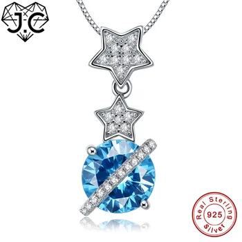 

J.C Women Dating Wedding Pendent Gorgeous Spessartine Garnet & Blue White Topaz 925 Sterling Silver Necklace Fine Jewelry