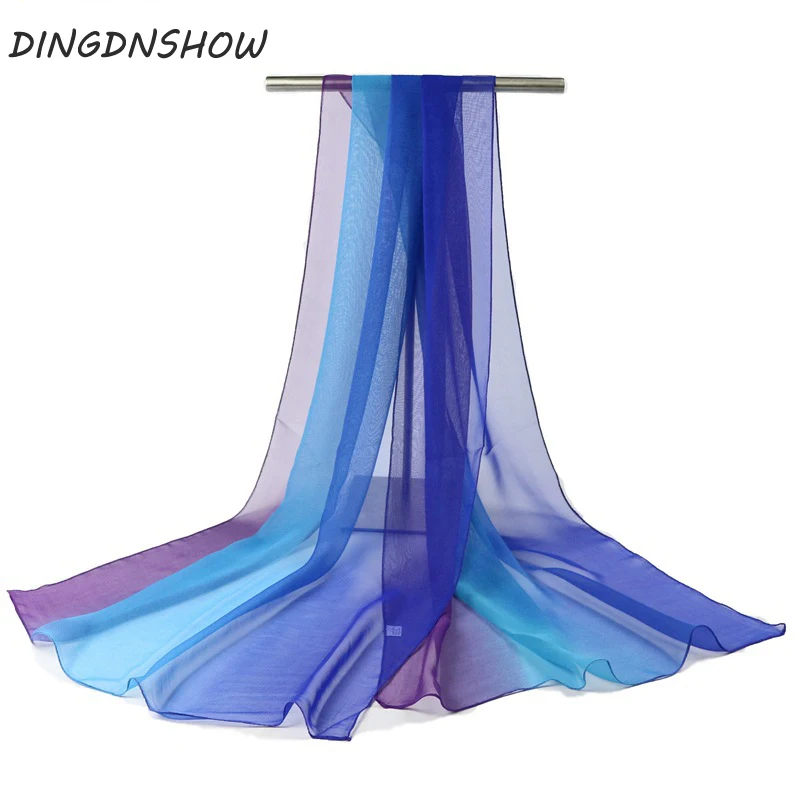 

[DINGDNSHOW] 2018 Brand Women Chiffon Silk Scarfs Spring Square Polyester Scarves Print Cnady Color Shawl Summer Shawls