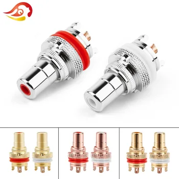 

QYFANG 8pcs RCA Female Socket Chassis CMC Connector Rhodium Plated Copper Jack 32mm Copper Plug Amp HiFi White Red Audio Jacks