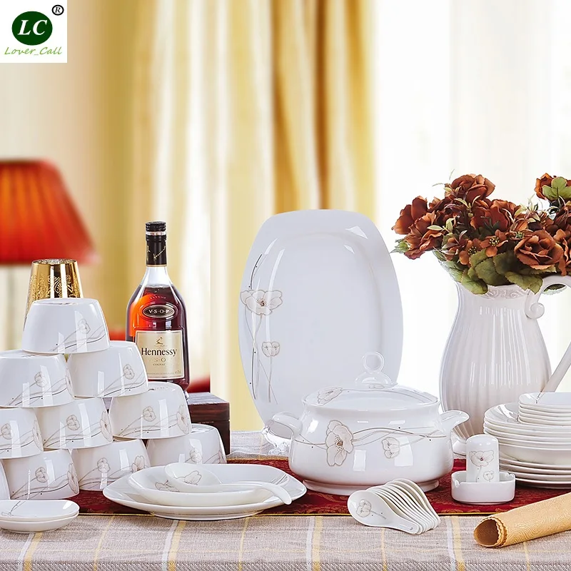 28pcs/56pcs Dinnerware Set Ceramic Combination Tableware Bone China