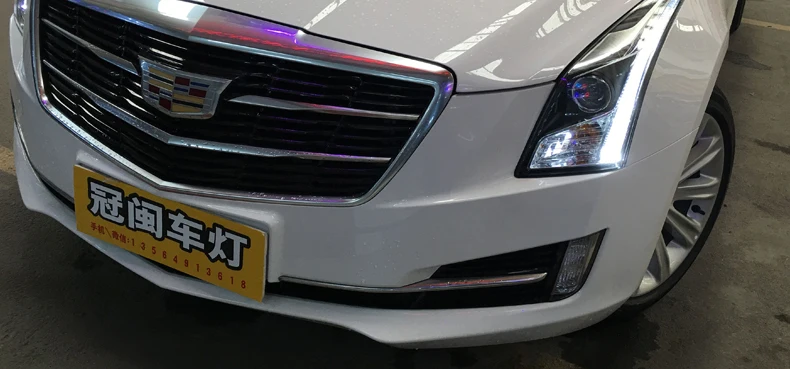 KOWELL автомобильный Стайлинг для Cadillac ATS фары- ATS-L светодиодный фары DRL Биксеноновые линзы Высокий Низкий луч парковка противотуманная фара