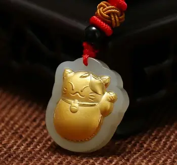

3D gold inlay and Tianyu lucky cat pendant h41#