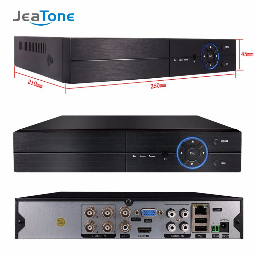 JeaTone HD 4CH DVR 4 шт. 720P 1200TVL камера безопасности видеонаблюдения видео системы Открытый водонепроницаемый Авто ночного видения камера