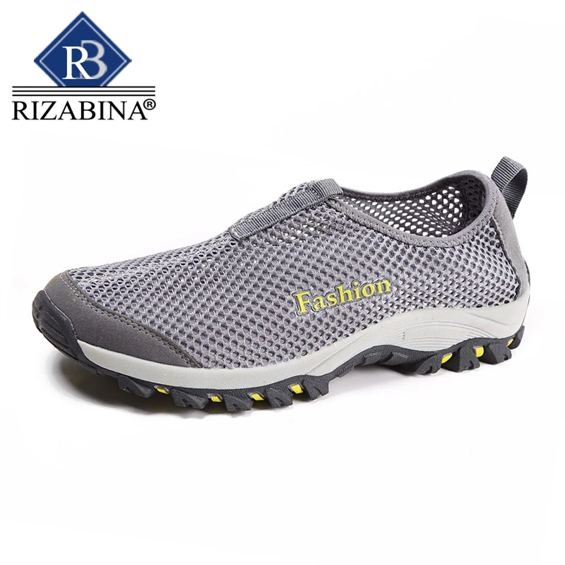 RizaBina Summer Men Sandals Fretwork Slip On Mesh Flats Shoes Soft Bottom Outdoor Beach Leisure Male Footwear Size 39-44 | Обувь